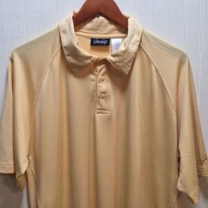 John Daly Polo Shirt Mens Medium Yellow Solid Stretch Golf Performance Knit Top